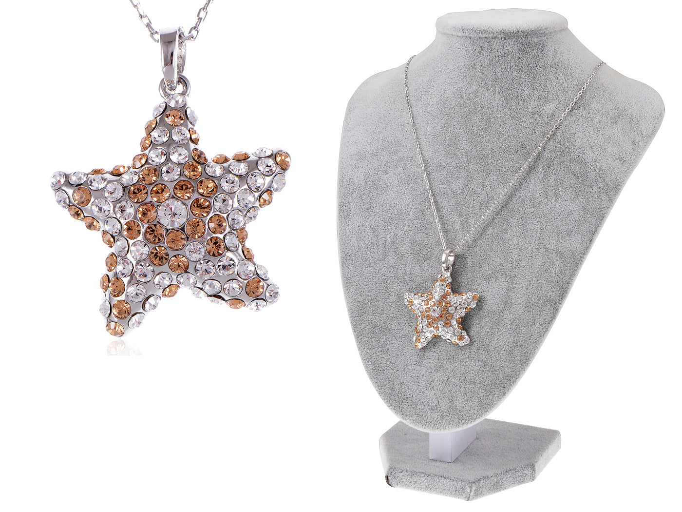 Swarovski Crystal Light Peach Silver Elements Starfish Necklace