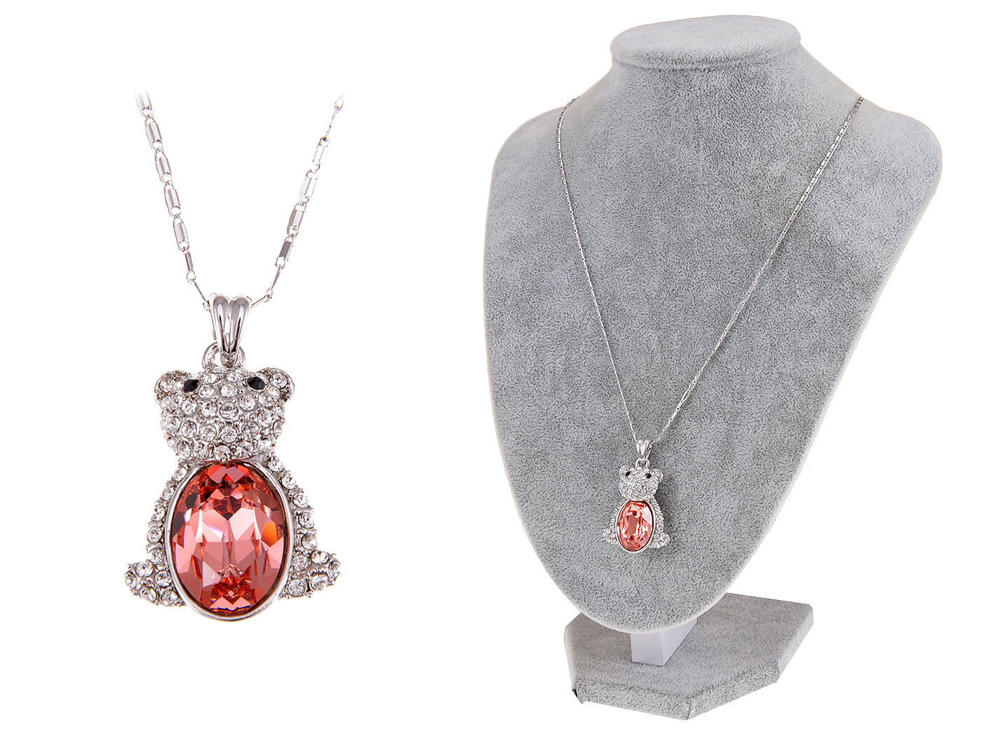 Swarovski Crystal Light Siam Bear Belly Honey Content Deious Glory Happy Time Necklace