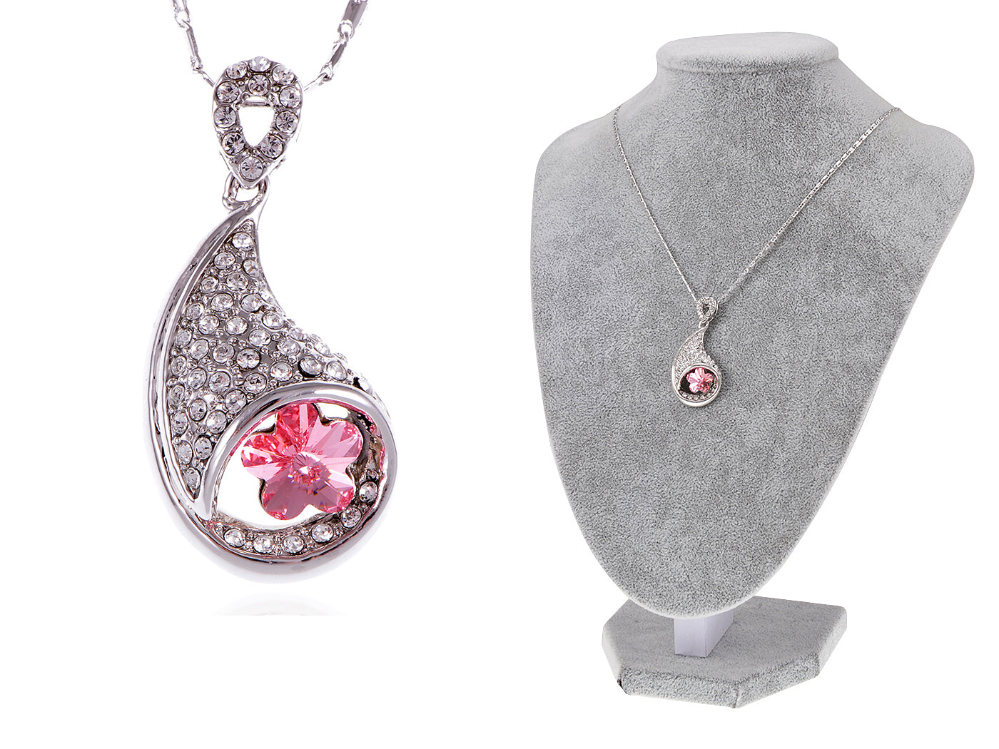 Swarovski Crystal Silver Flower Center Of Husk Necklace