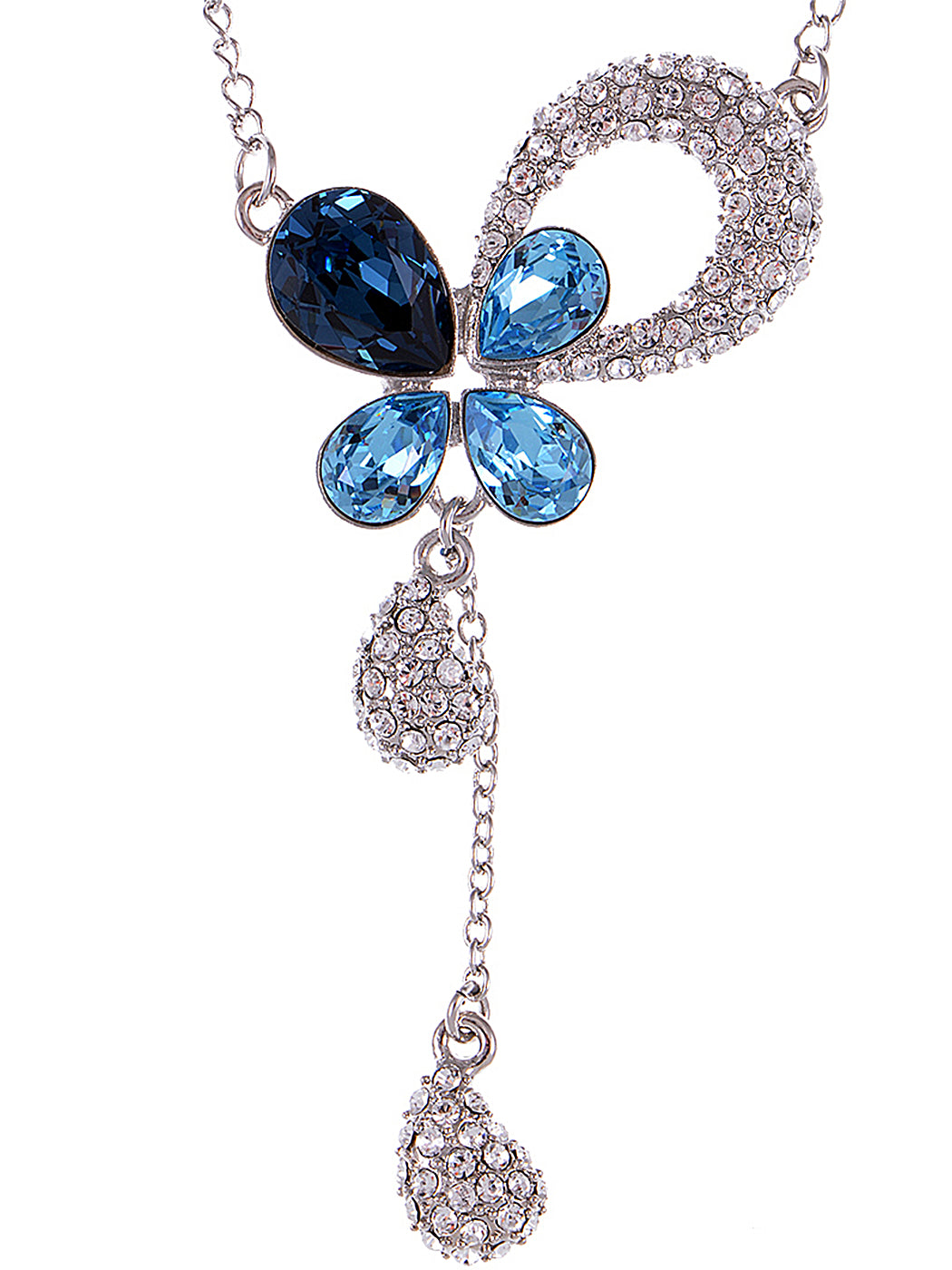 Swarovski Crystal Silver Blue Teardrop Anniversary Necklace