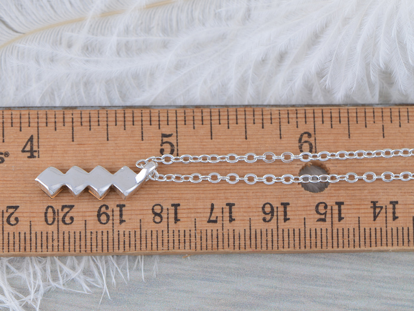 Swarovski Crystal Classic Square Blue Silver Zigzag Pendant Necklace