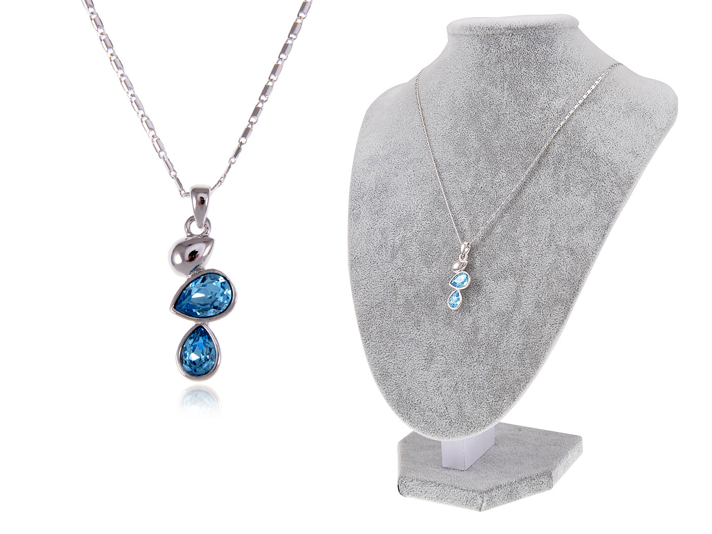 Swarovski Crystal Aquamarine Sky Blue Teardrop Water Bridesmaid March Births Necklace