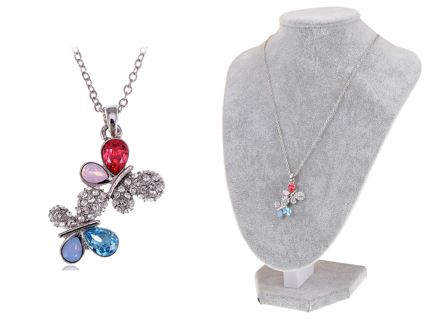 Swarovski Crystal Multicoloured Elements Butterflies Wafting Necklace