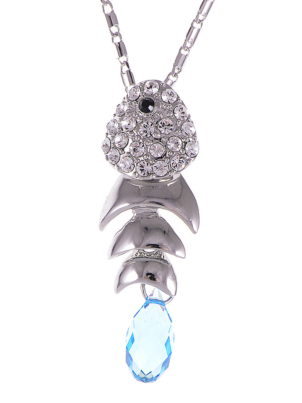 Fish cheapest Pendant Necklace w/Swarovski Crystals