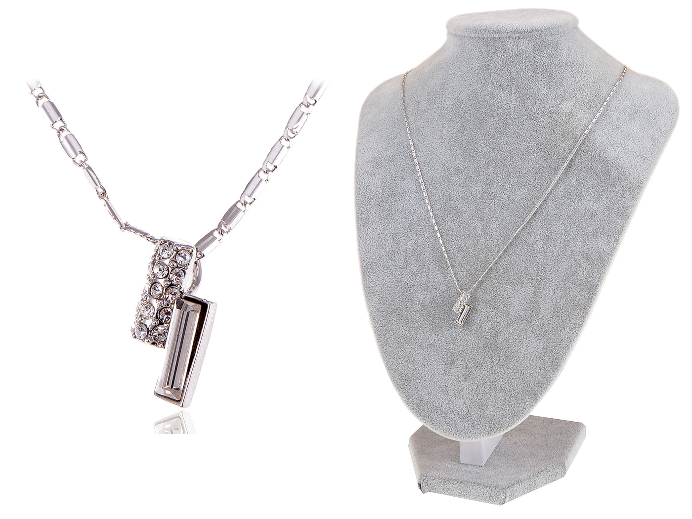 Swarovski Crystal Elements Silver Two Bars Esque Necklace