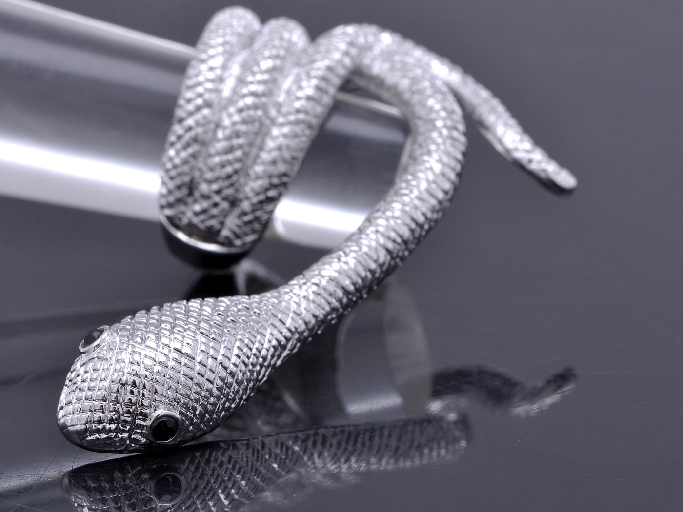Long Coiled Slithering Snake Three Finger Statement Stretch Ring