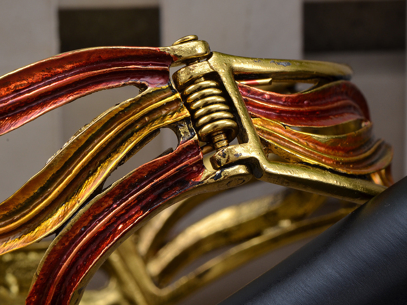 Antique Topaz Colored Cutout Frog Bangle Bracelet