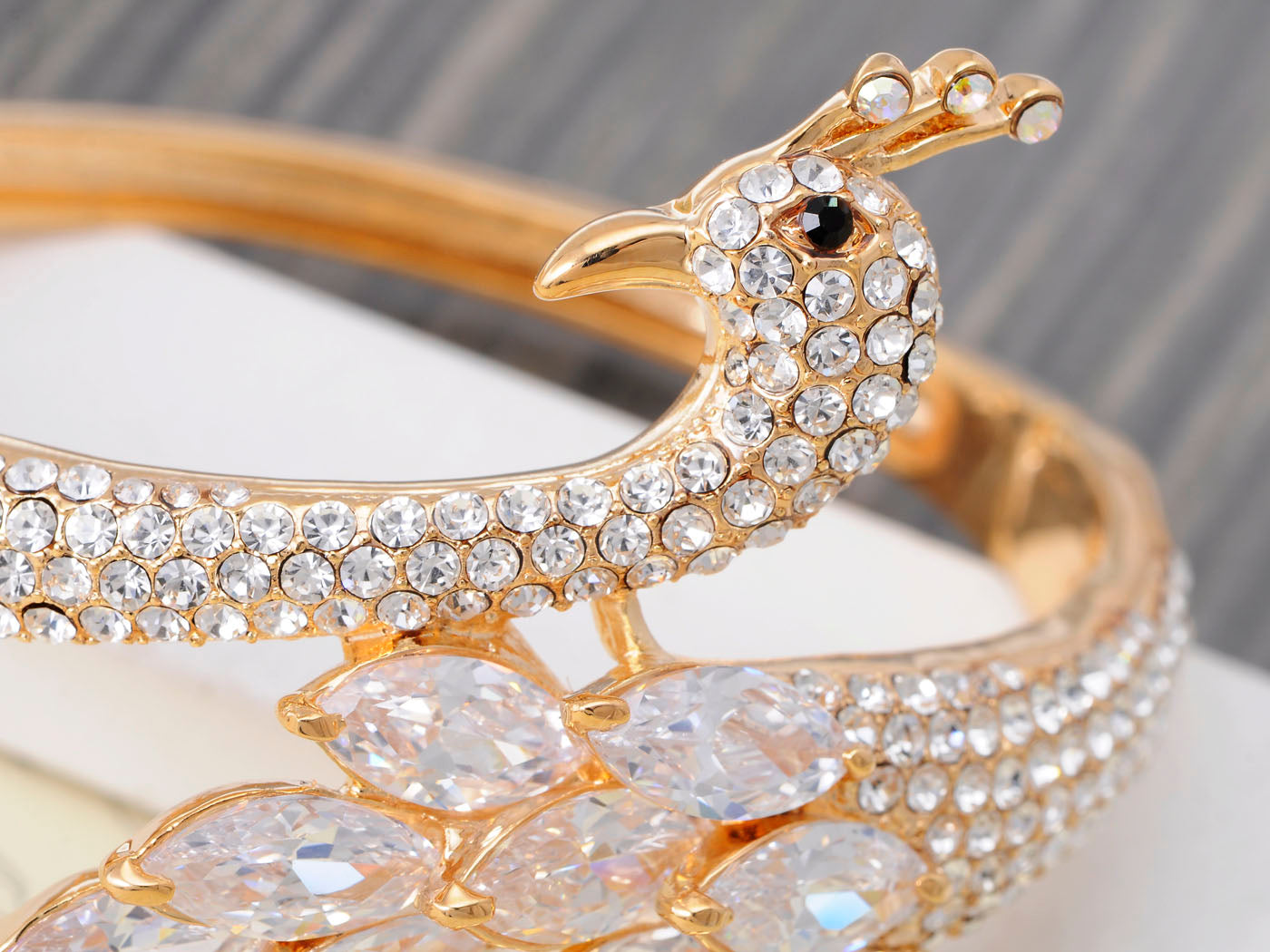 Swarovski Crystal Gold Plated Peacock Bangle Bracelet