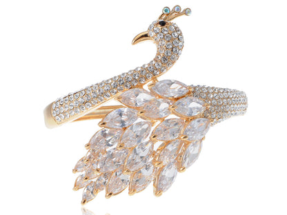 Swarovski Crystal Gold Plated Peacock Bangle Bracelet
