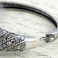 Swarovski Crystal Grey Jet Hematite Round Circle Cuff Bracelet