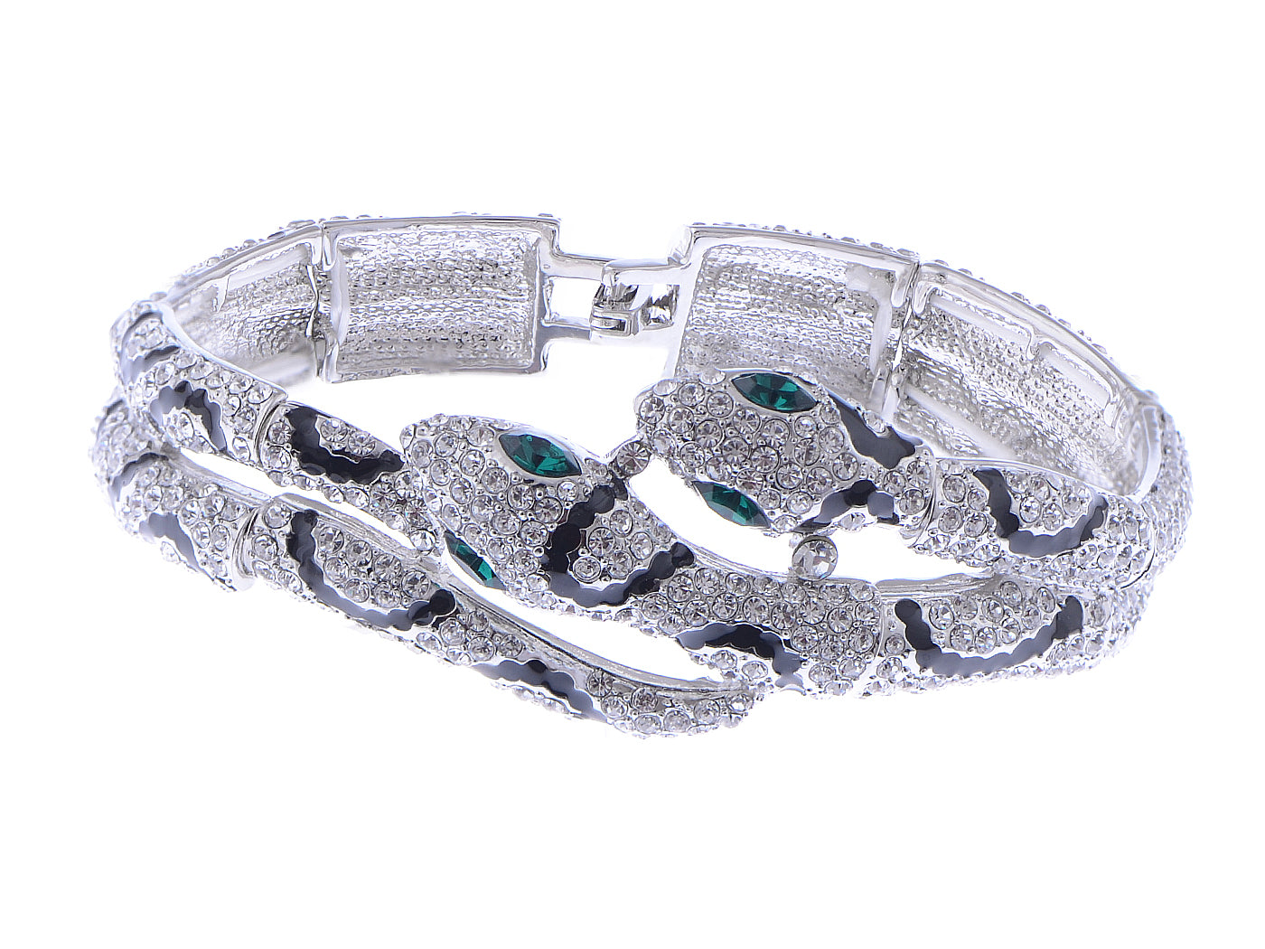 Swarovski Crystal Punk Flexible Silver Snake Bracelet Slinky