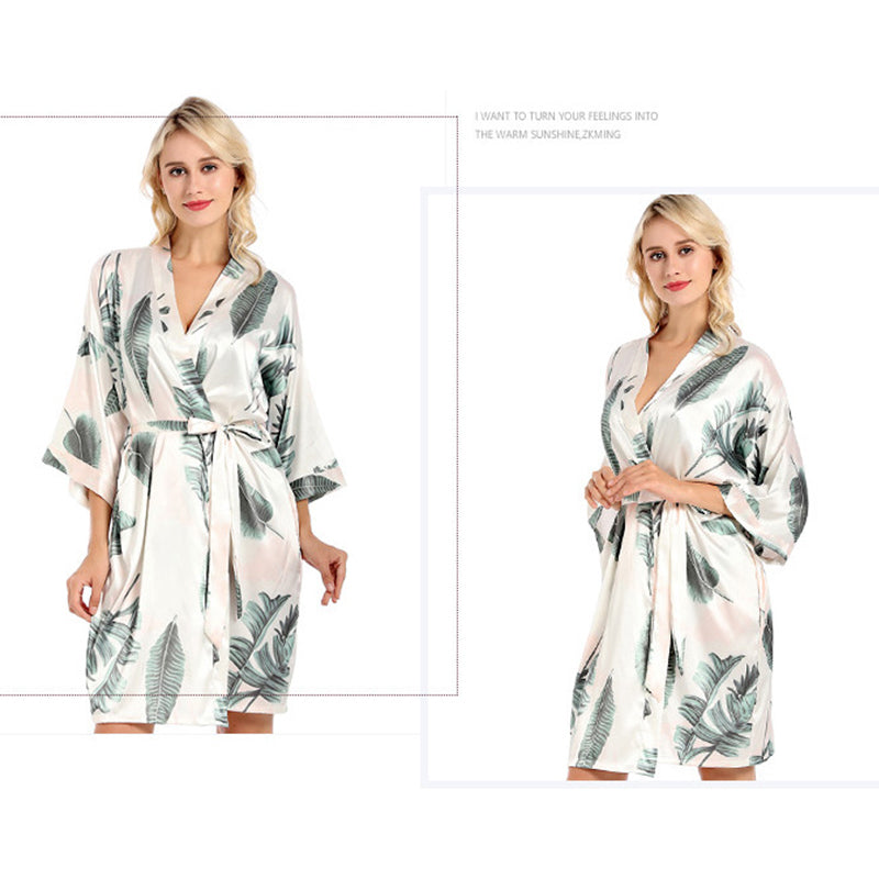 Pajamas Satin Silk Printed Kimono