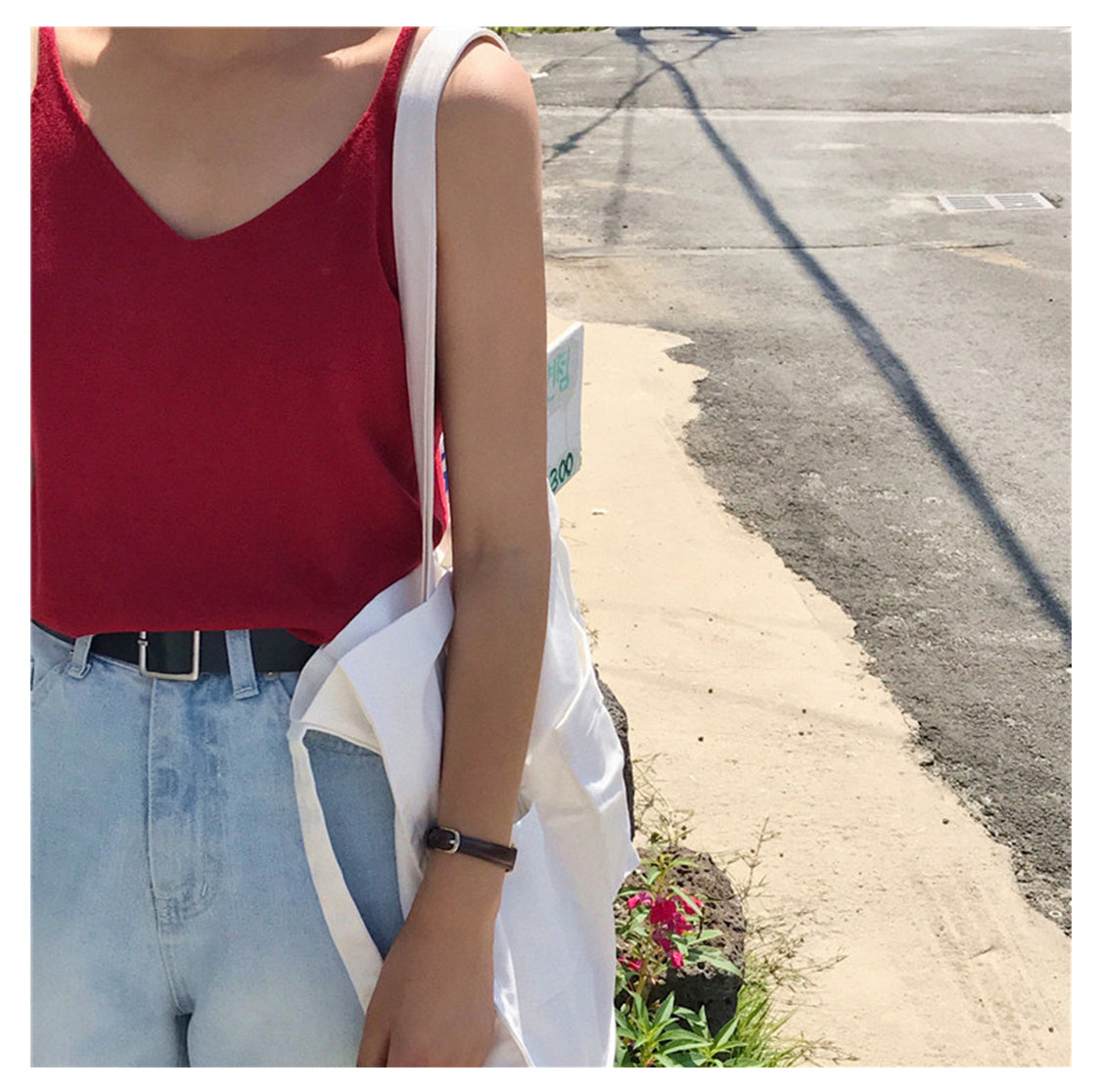 V-Cut Silky Knitted Cami