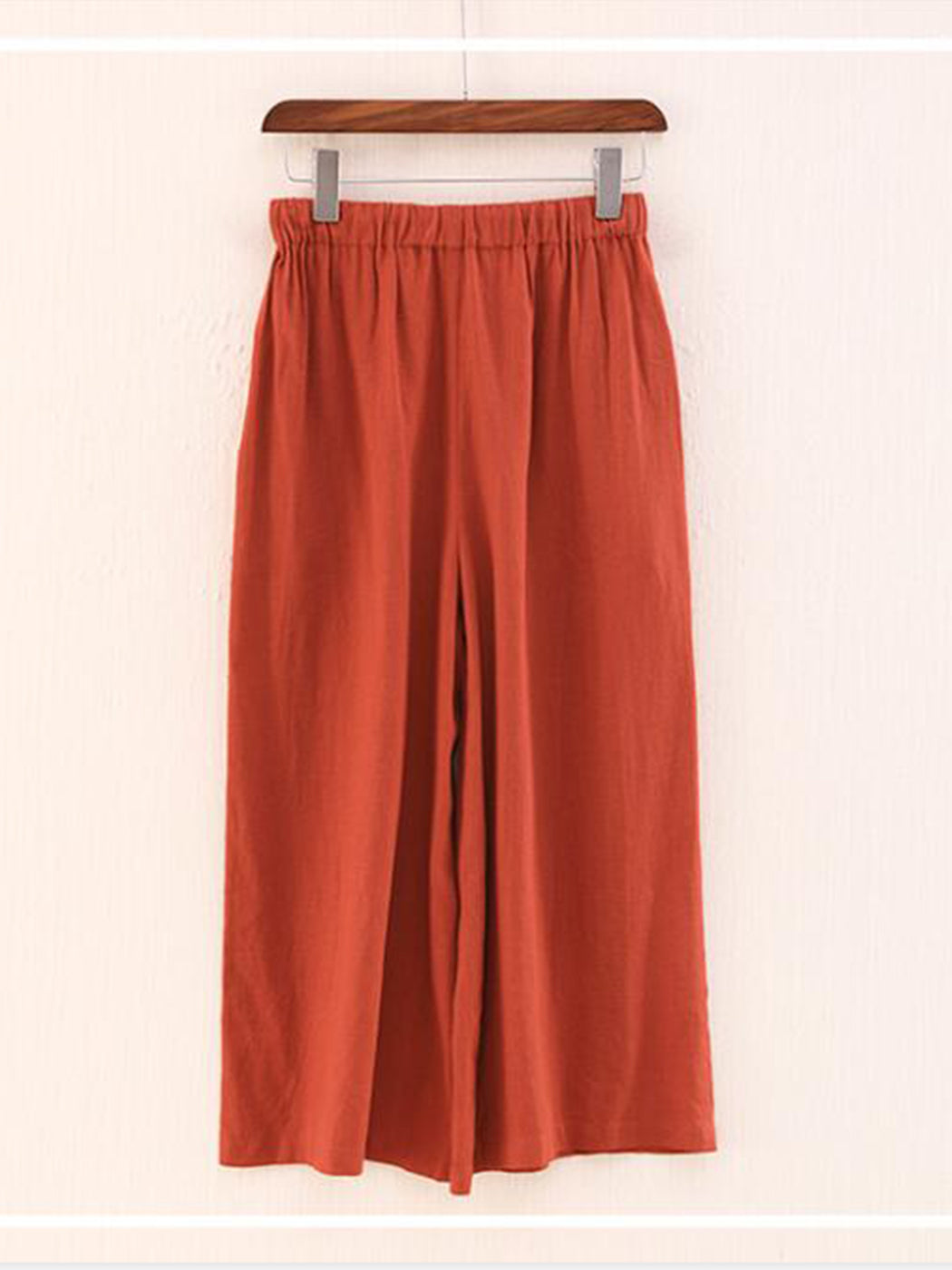 High Waist Drawstring Cotton Wide Leg Pants