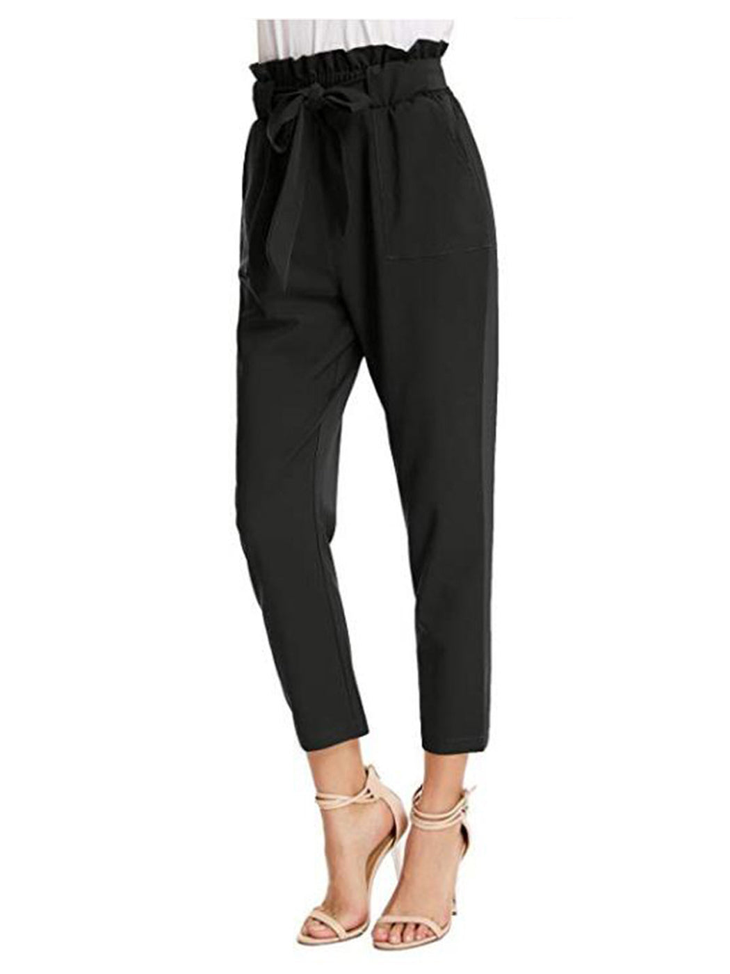 Paper Bag Pants High Waist Cropped Trouser