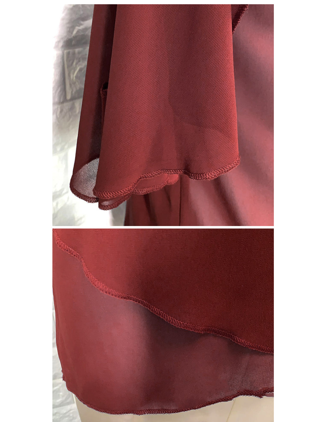 V-neck Ruffle Sleeve Chiffon Top