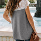 Casual Loose Short Sleeve Lace V Neck Tee