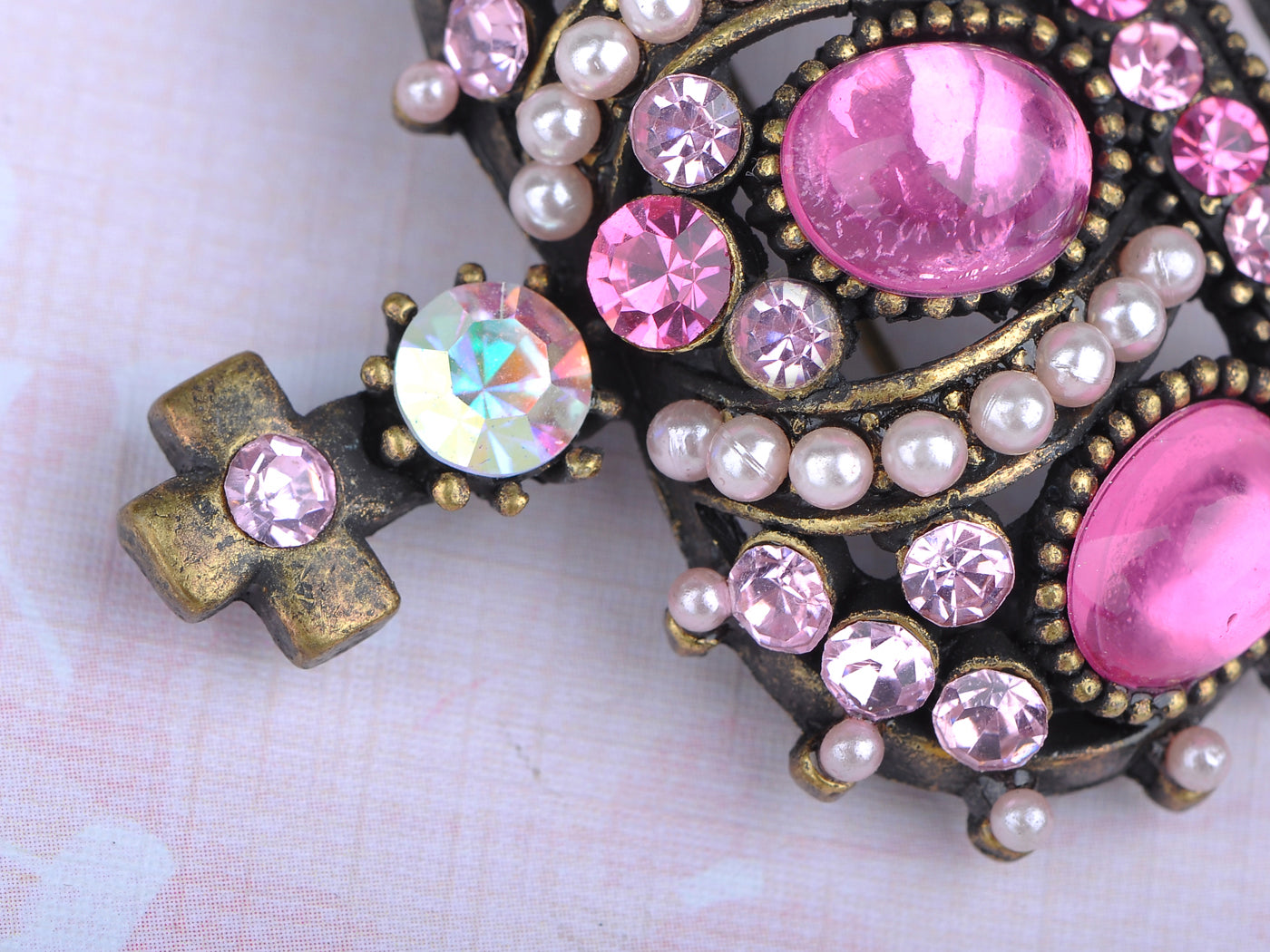 Pink Gem Royal King Crown Jewelry Pin Brooch
