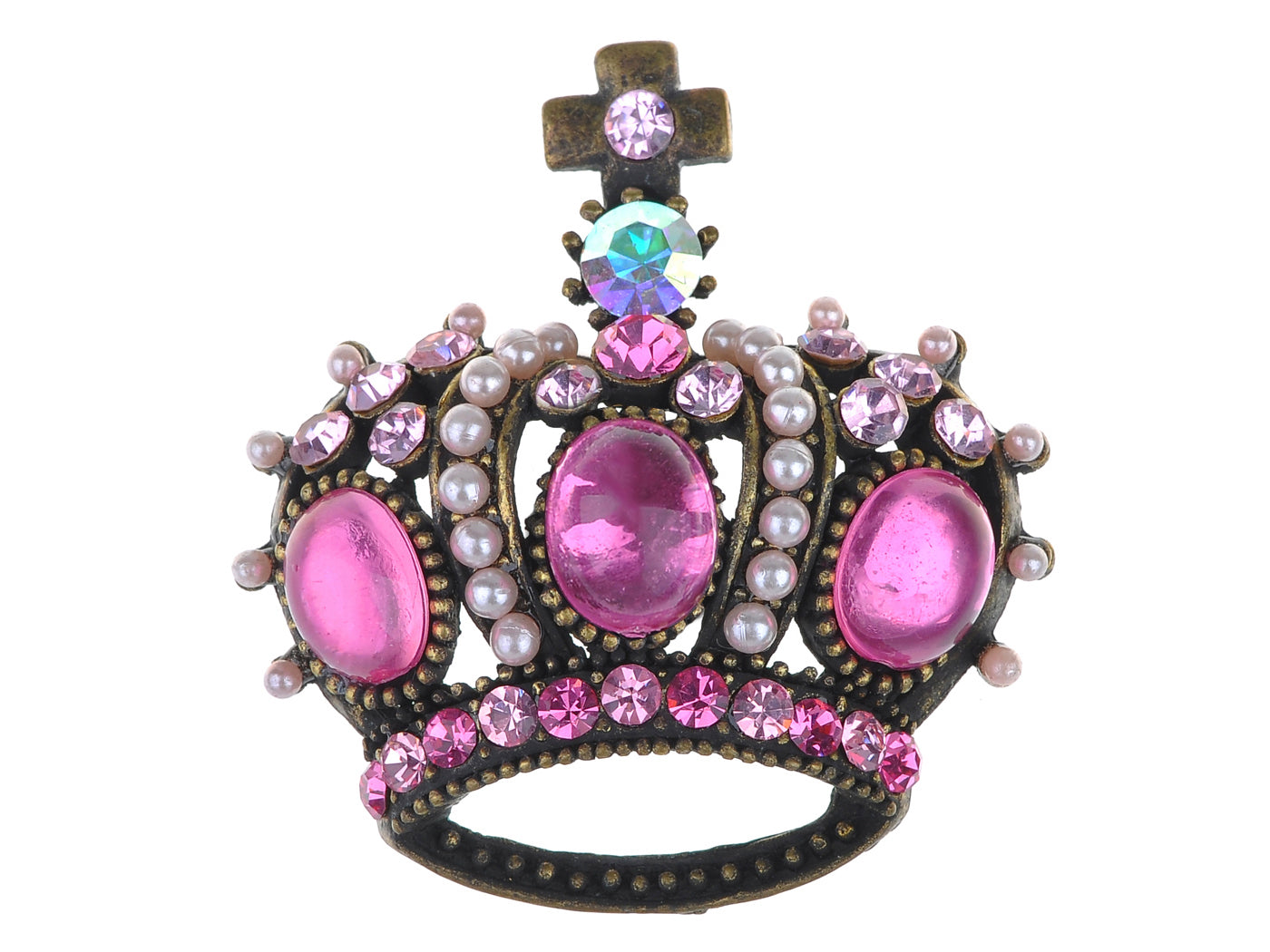 Pink Gem Royal King Crown Jewelry Pin Brooch