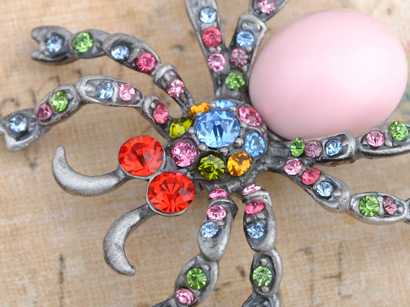 Artistic Colorful Austrian Bead Spider Pin Brooch
