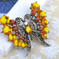 Topaz Butterfly Filigree Design Pin Brooch