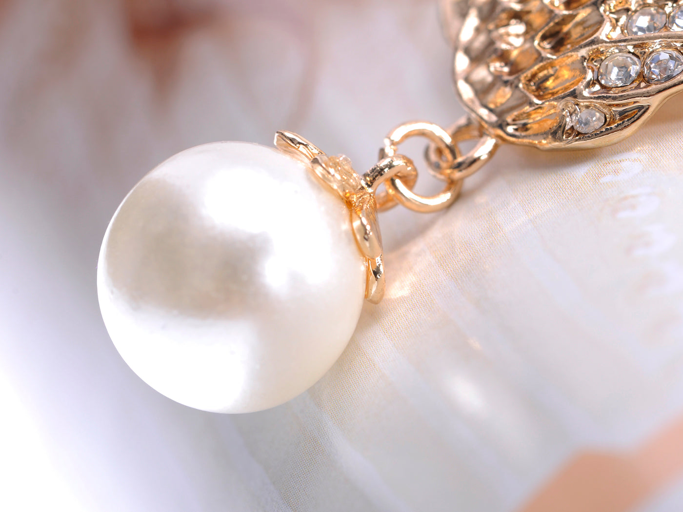 Gold Flying Angel Wings With Dangling Pearl Pin Brooch - ALILANG.COM