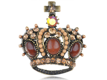 Topaz Antique King Crown Pageant Pin Brooch