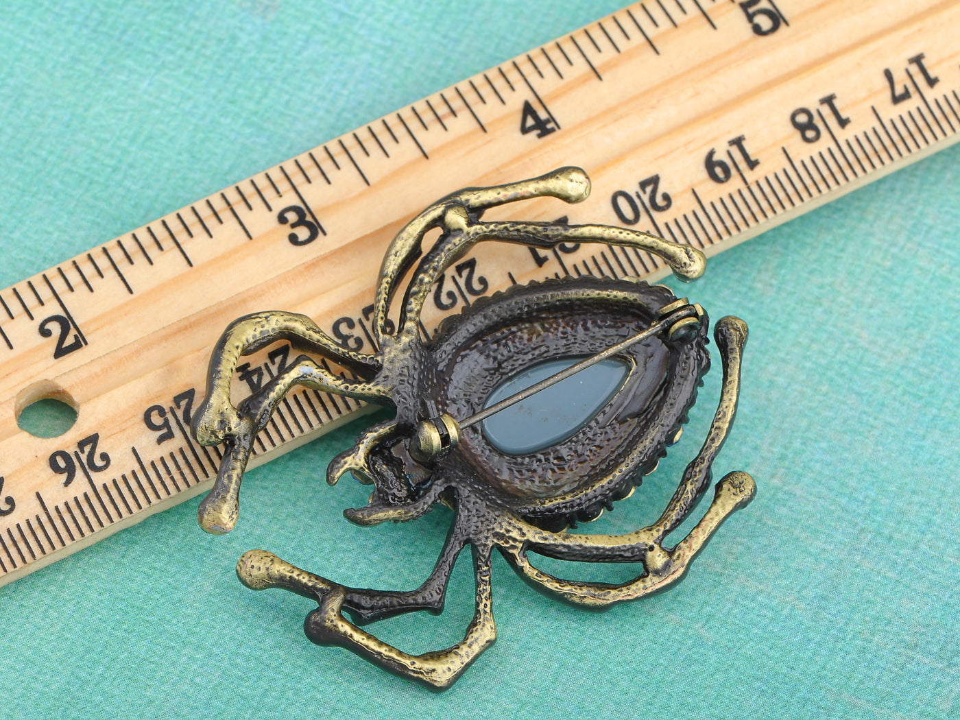 Antique Big Teardrop Sapphire Blue Spider Insect Brooch Pin