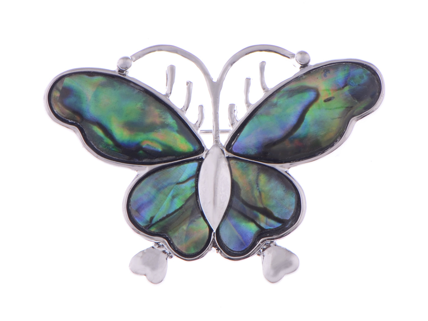 Abalone Colored Dark Butterfly Insect Wings Brooch Pin