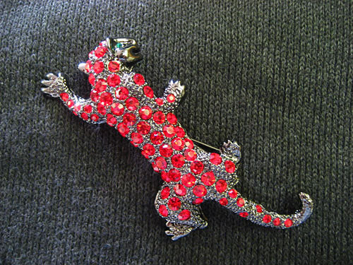 Ruby Red Austrian Rhine Leopard Animal Jewelry Pin Brooch
