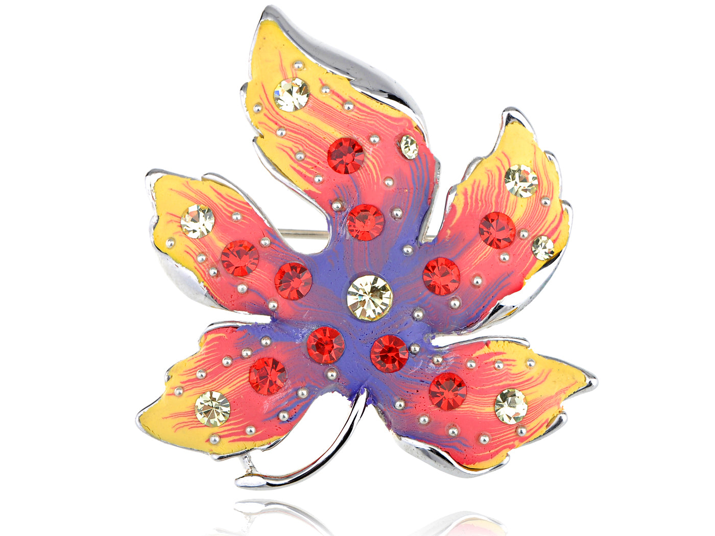 Colorful Autumn Wind Blowing Maple Leaf Pin Brooch