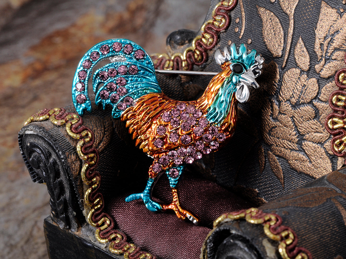 Colorful Rooster Cock Jewelry Pin Brooch
