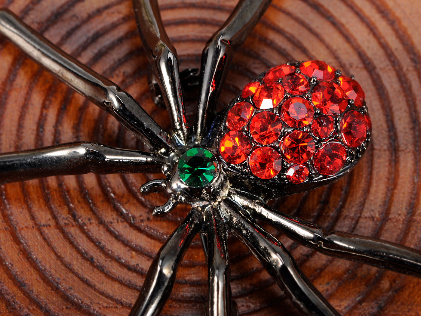 Gun Red Gothic Halloween Creepy Spider Brooch Pin