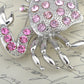 Rose Pink Czech Crab Claw Pinchers Jewelry Pin Brooch