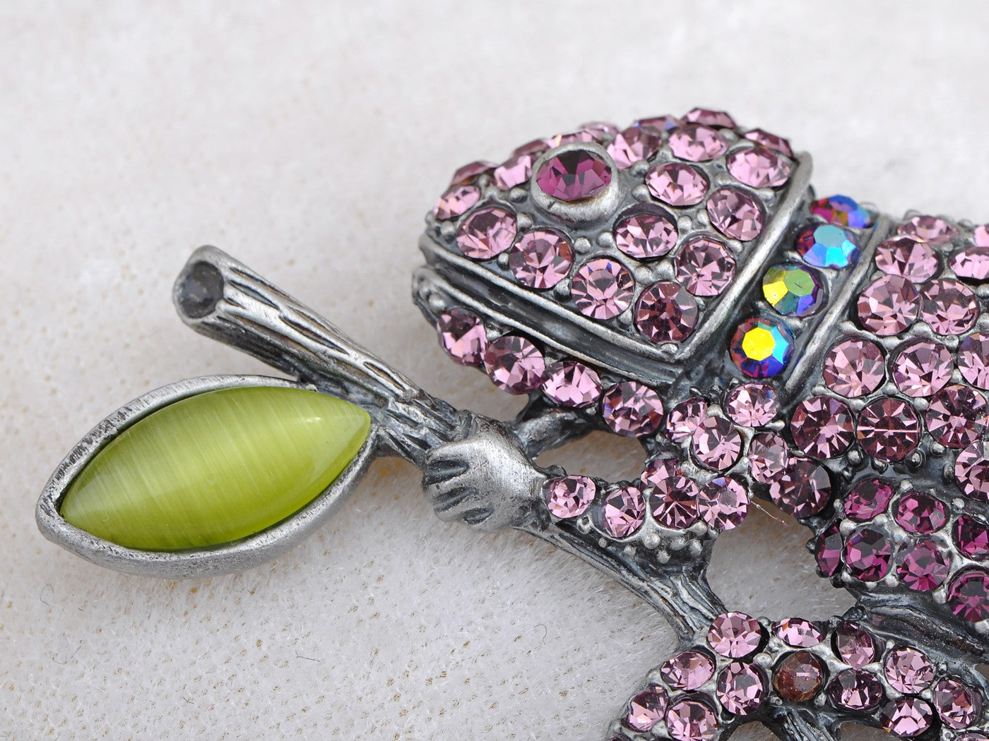 Light Amethyst Rose Pink Or Peridot Green Chameleon Lizard Convertible To Pendant Brooch Pin