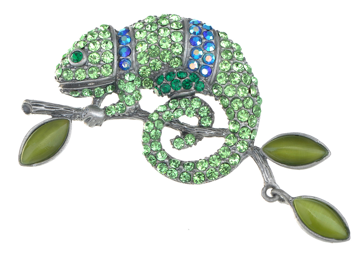 Light Amethyst Rose Pink Or Peridot Green Chameleon Lizard Convertible To Pendant Brooch Pin