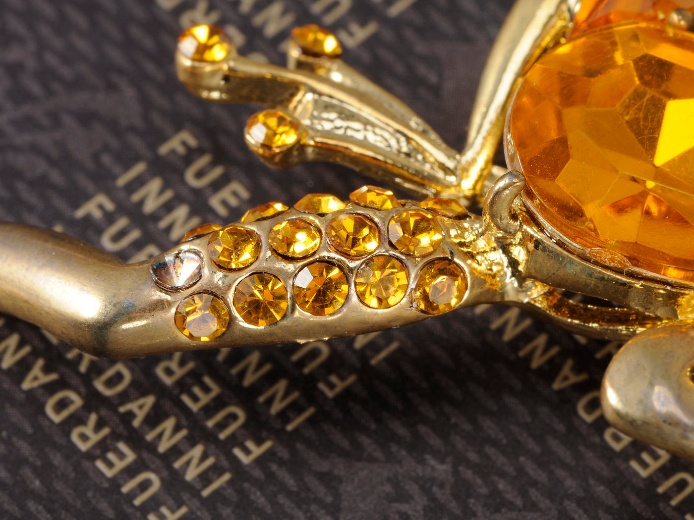 Sparkling Topaz Beaded Leaping Frog Pin Brooch