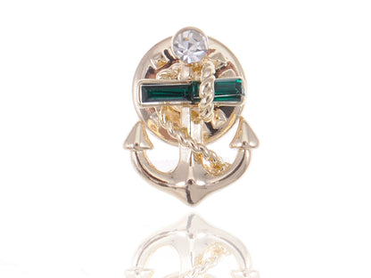 White Accented Anchor Pin Brooch