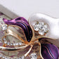Royal Chic Silver Violet Enamel Flower Pin Brooch