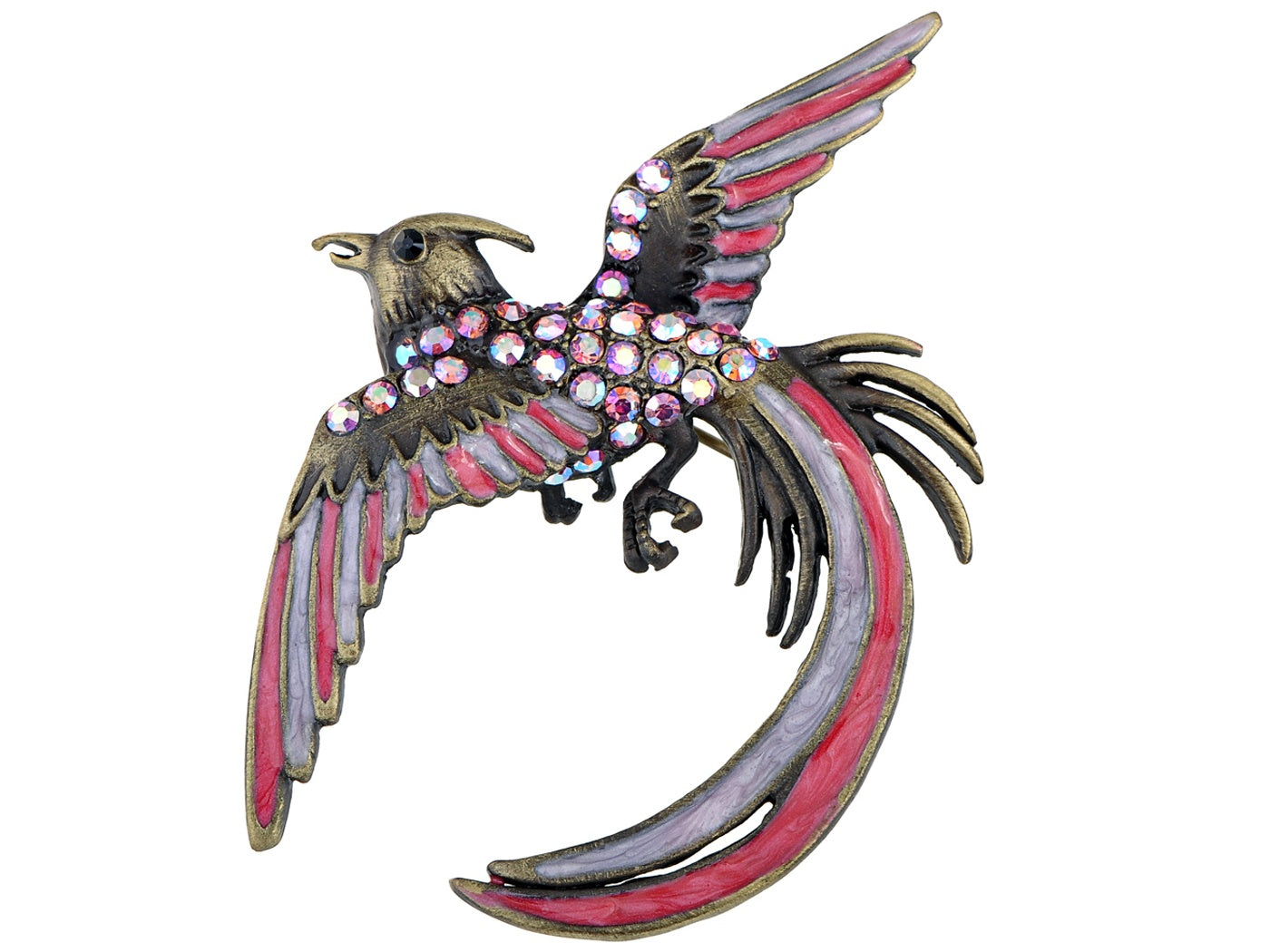 Red Enamel Flame Phoenix Fire Bird Resurrection Survivor Brooch Pin