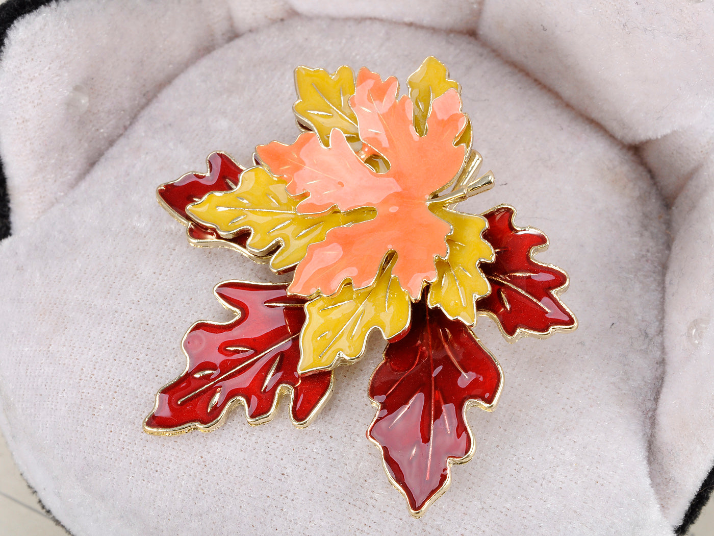 Red Yellow Orange Enamel Maple Leaf Pin Brooch