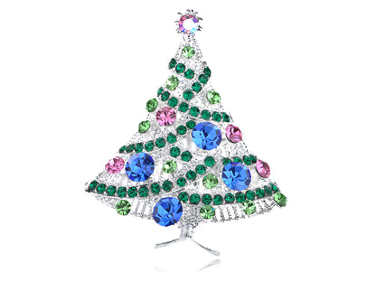 Christmas Joy Frost Lit Tree Ornament Pin Brooch