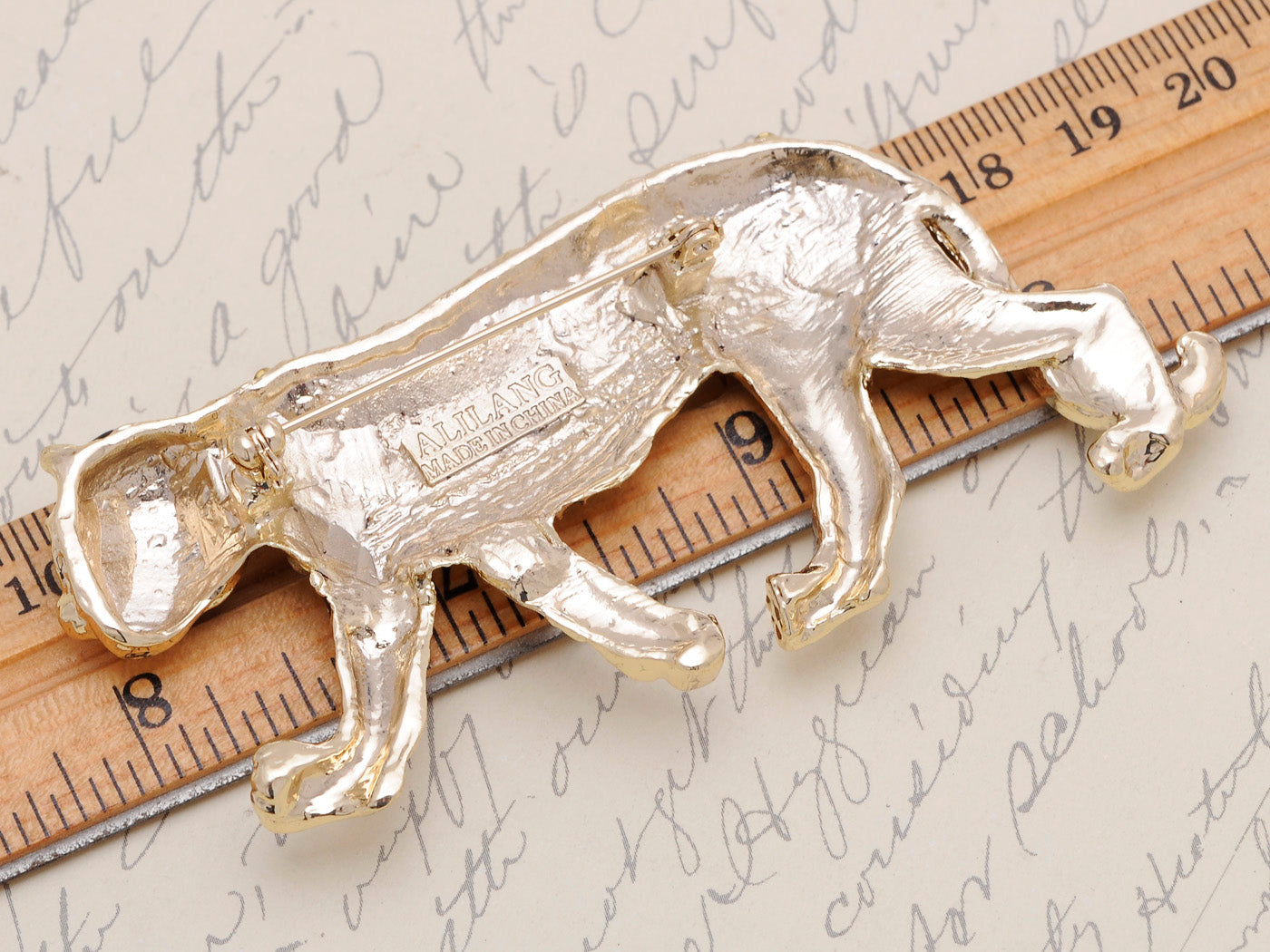 Gold Stripe Tiger Cat Brooch Pin