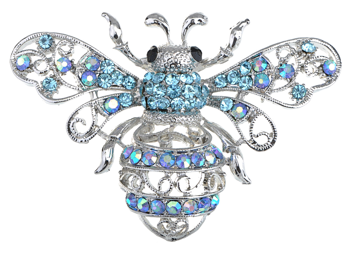 Aqua Light Blue Queen Bee Pin Brooch Insect Bug