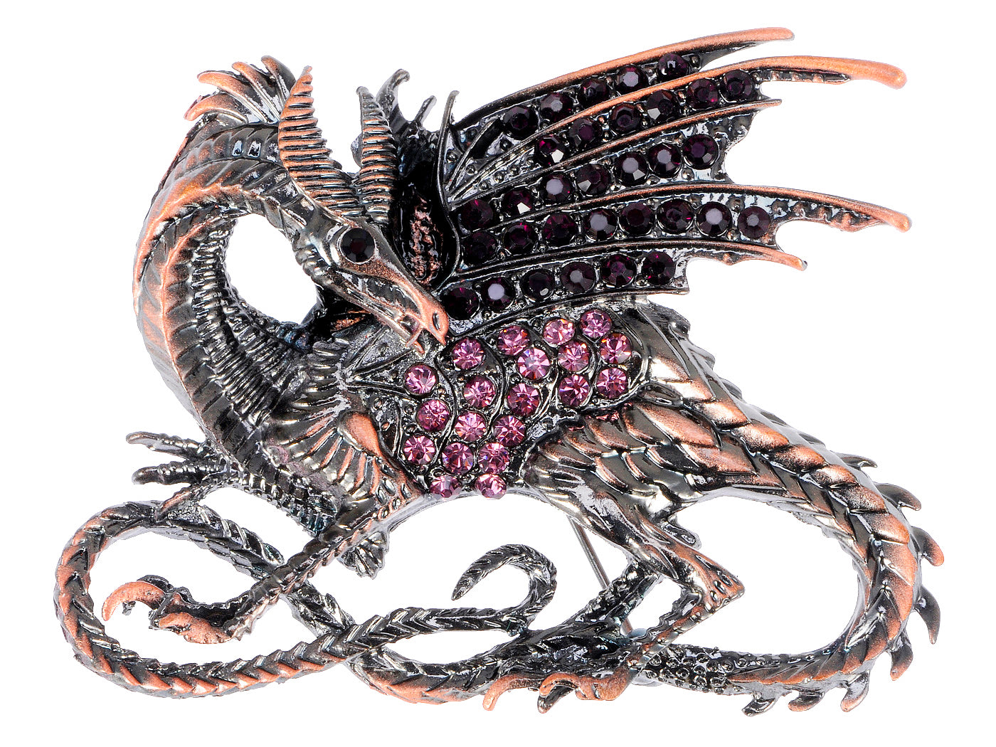 Medieval Dragon Crystal Rhinestone Animal Brooch pin decorative