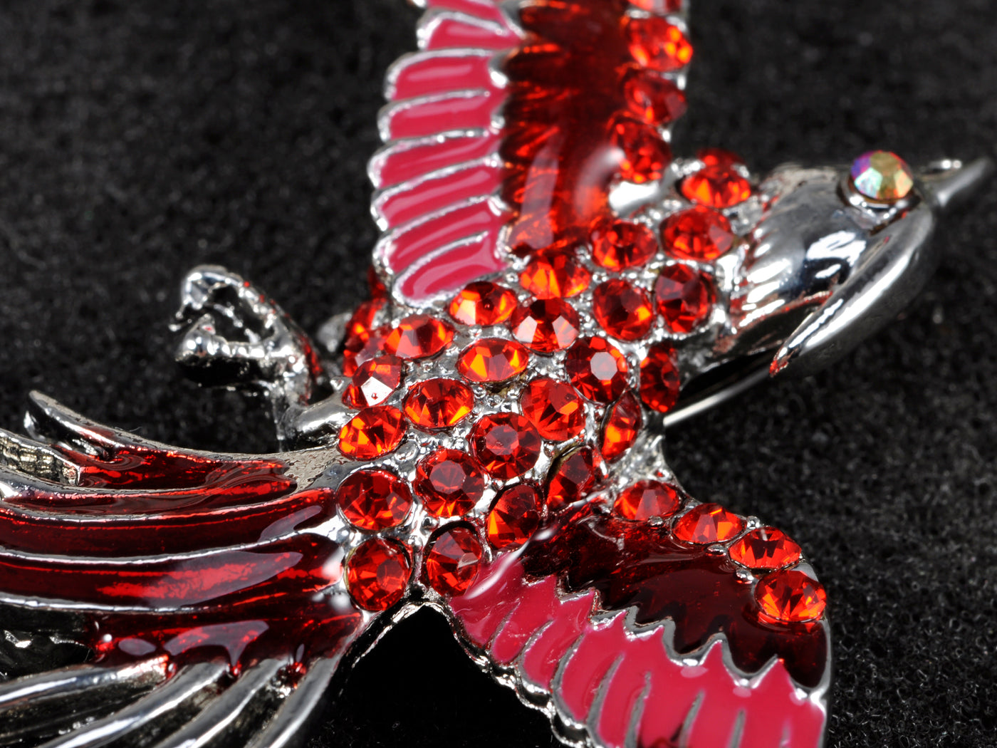 Red Enamel Flame Phoenix Fire Bird Resurrection Survivor Brooch Pin