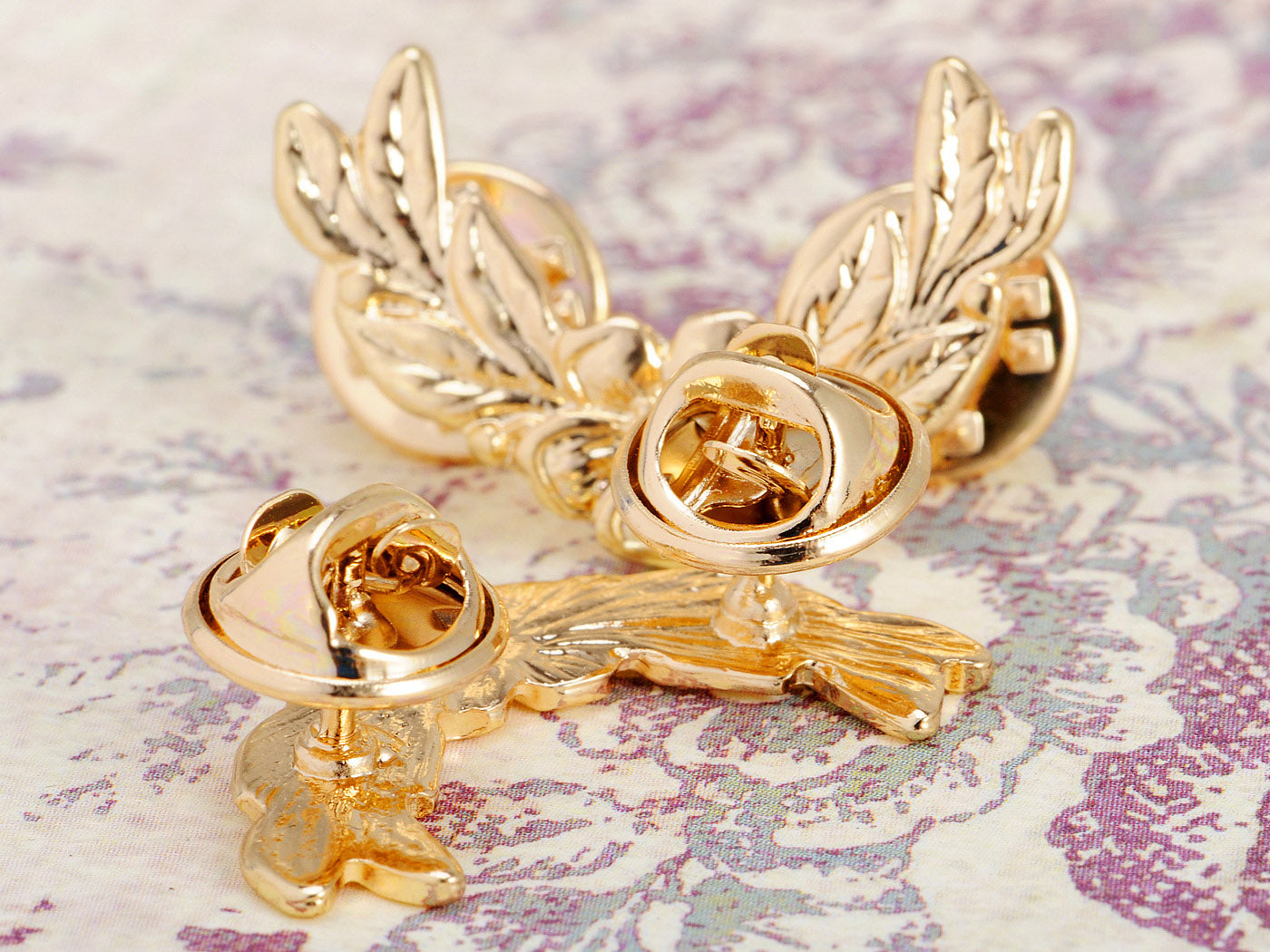 2 Pcs Flower With Leaves Pin Brooch