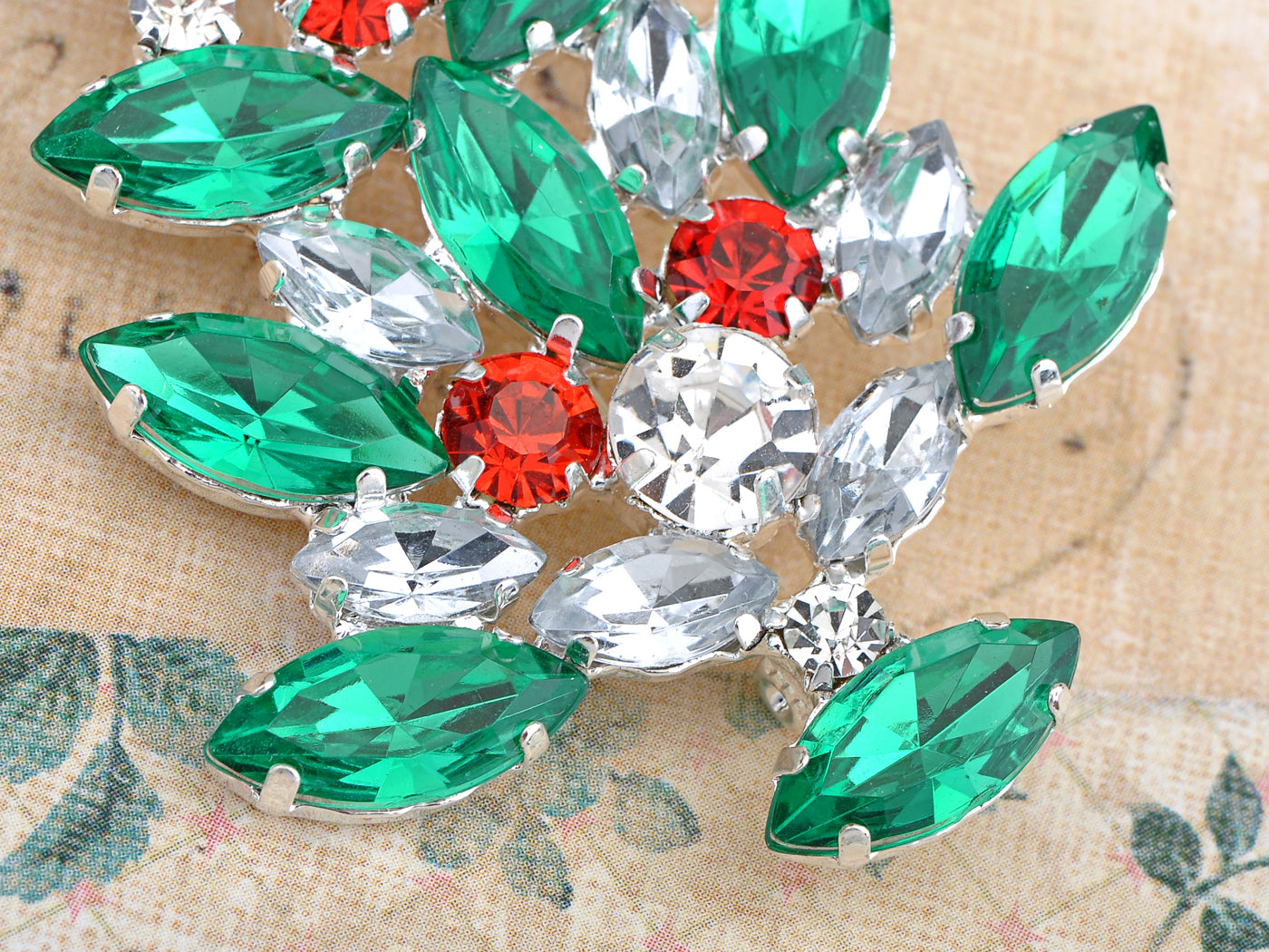 Multi Colored Holiday Christmas Tree Jewel Pin Brooch