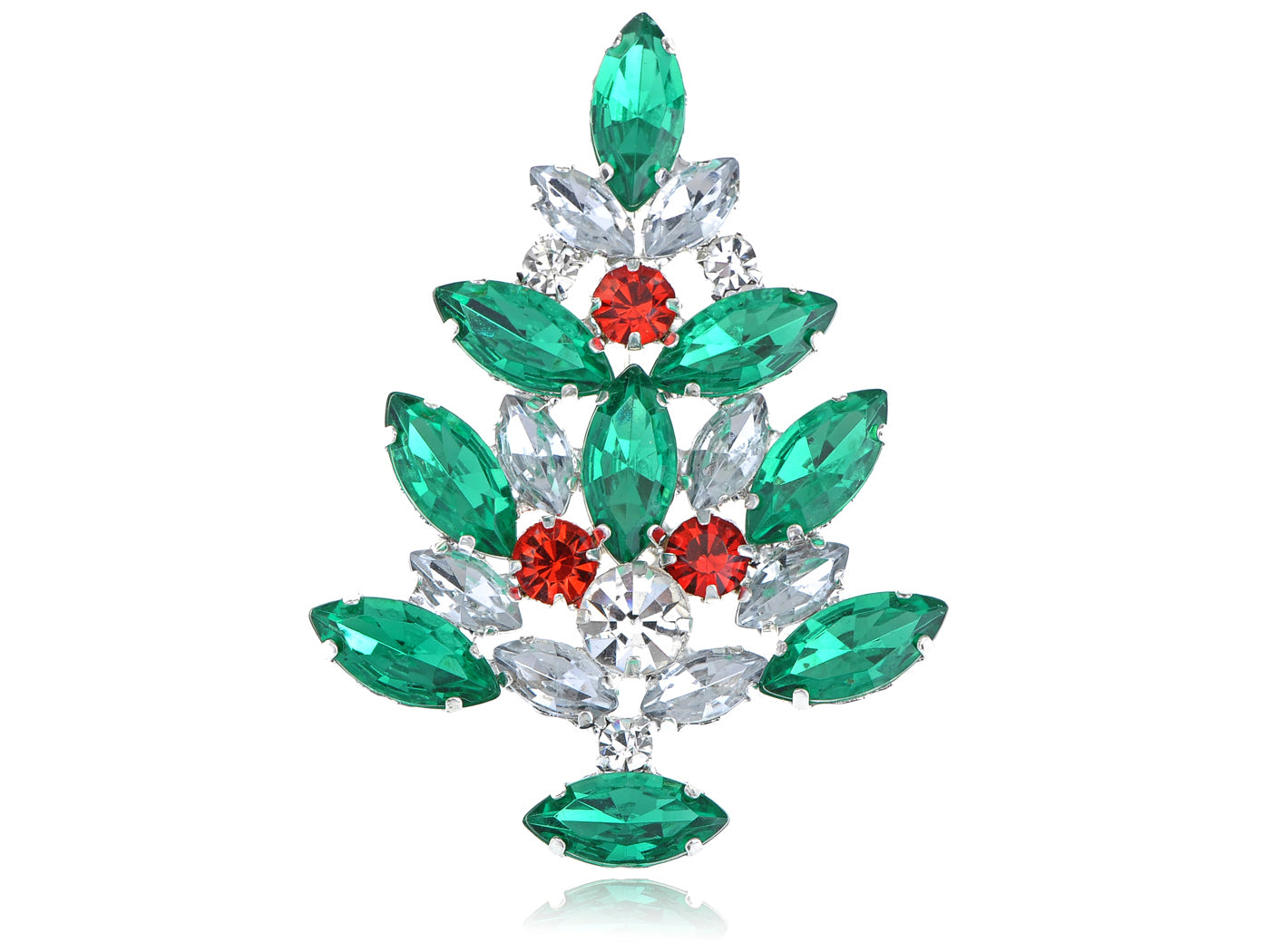 Multi Colored Holiday Christmas Tree Jewel Pin Brooch