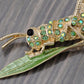 Peridot Green Insect Grasshopper Locust Leaf Big Pin Brooch